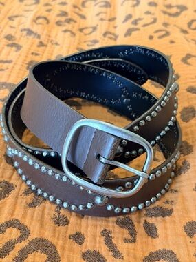 TORRID: 3X Studded Brown Leather Belt with Silver Buckle